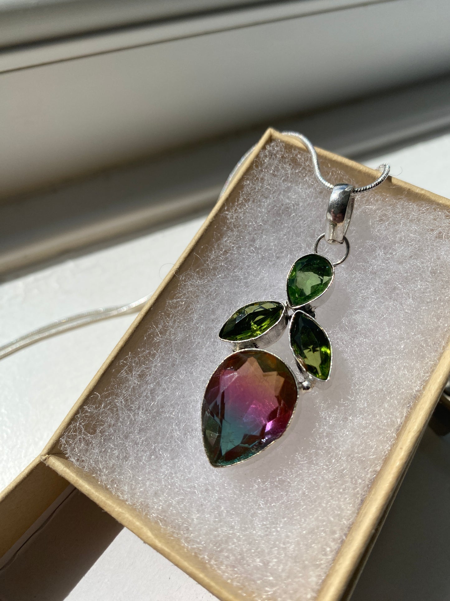 Green Quartz & Mystic Topaz Pendant
