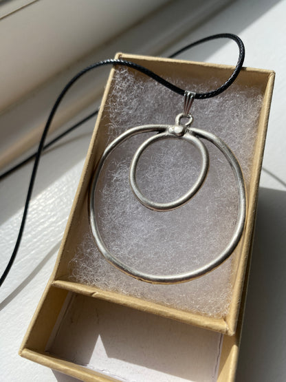 Antique Silver Circles Pendant Necklace