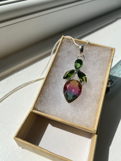 Green Quartz & Mystic Topaz Pendant