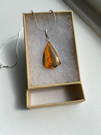 Black Banded Mookatite Jasper Teardrop Pendant
