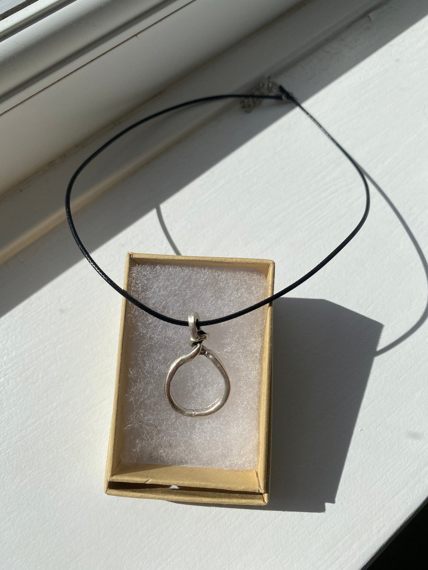 Antique Silver Tone Rope Knot Pendant Necklace