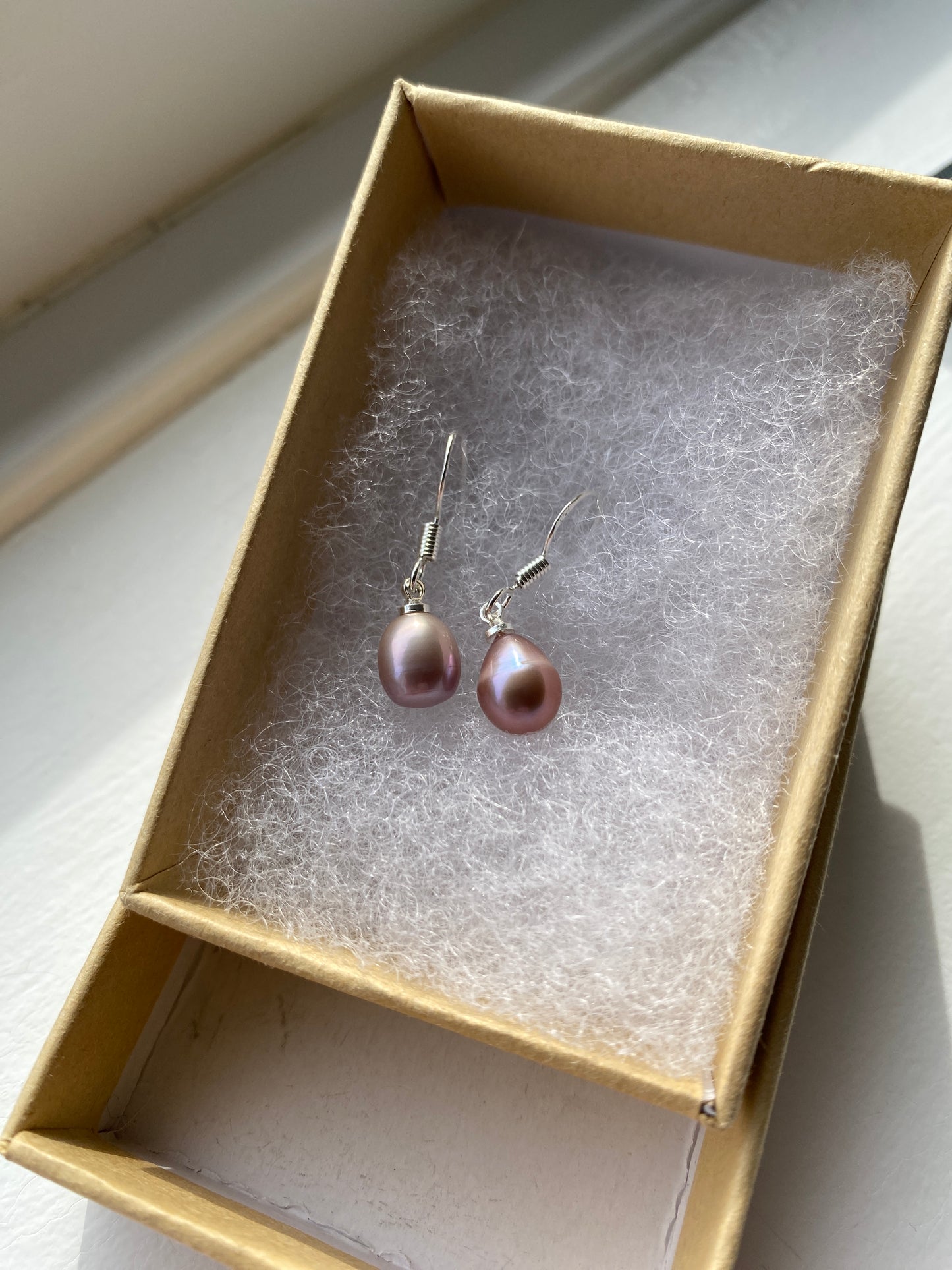 Freshwater Purple Pearl Drop Earrings