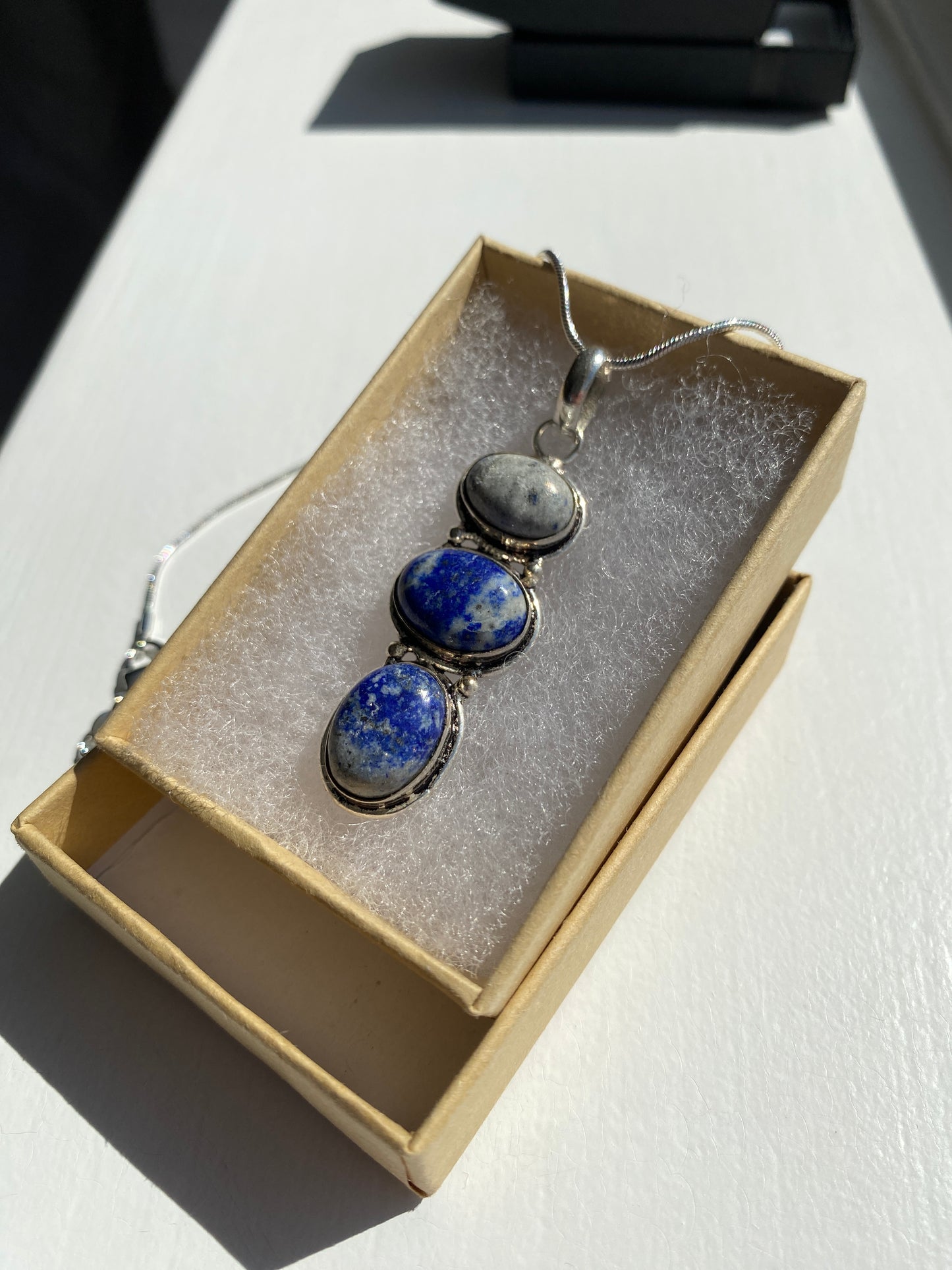 Streaked Lapis & Sodalite Pendant Necklace