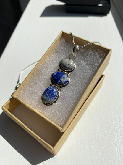 Streaked Lapis & Sodalite Pendant Necklace