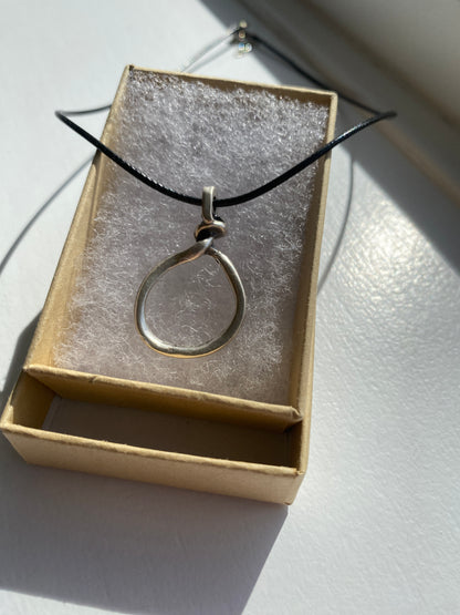 Antique Silver Tone Rope Knot Pendant Necklace