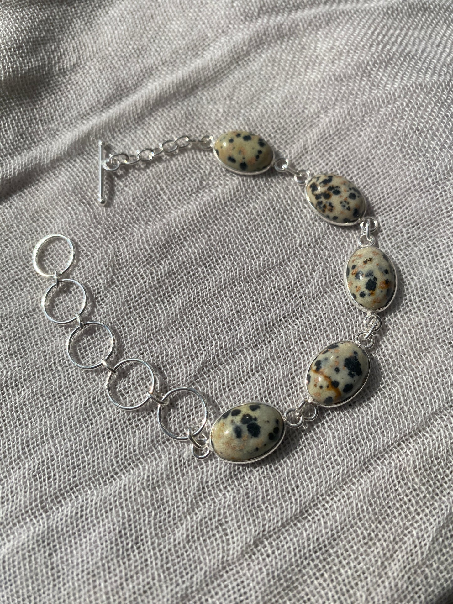 Dalmatian Jasper Oval Cabochon Bracelet