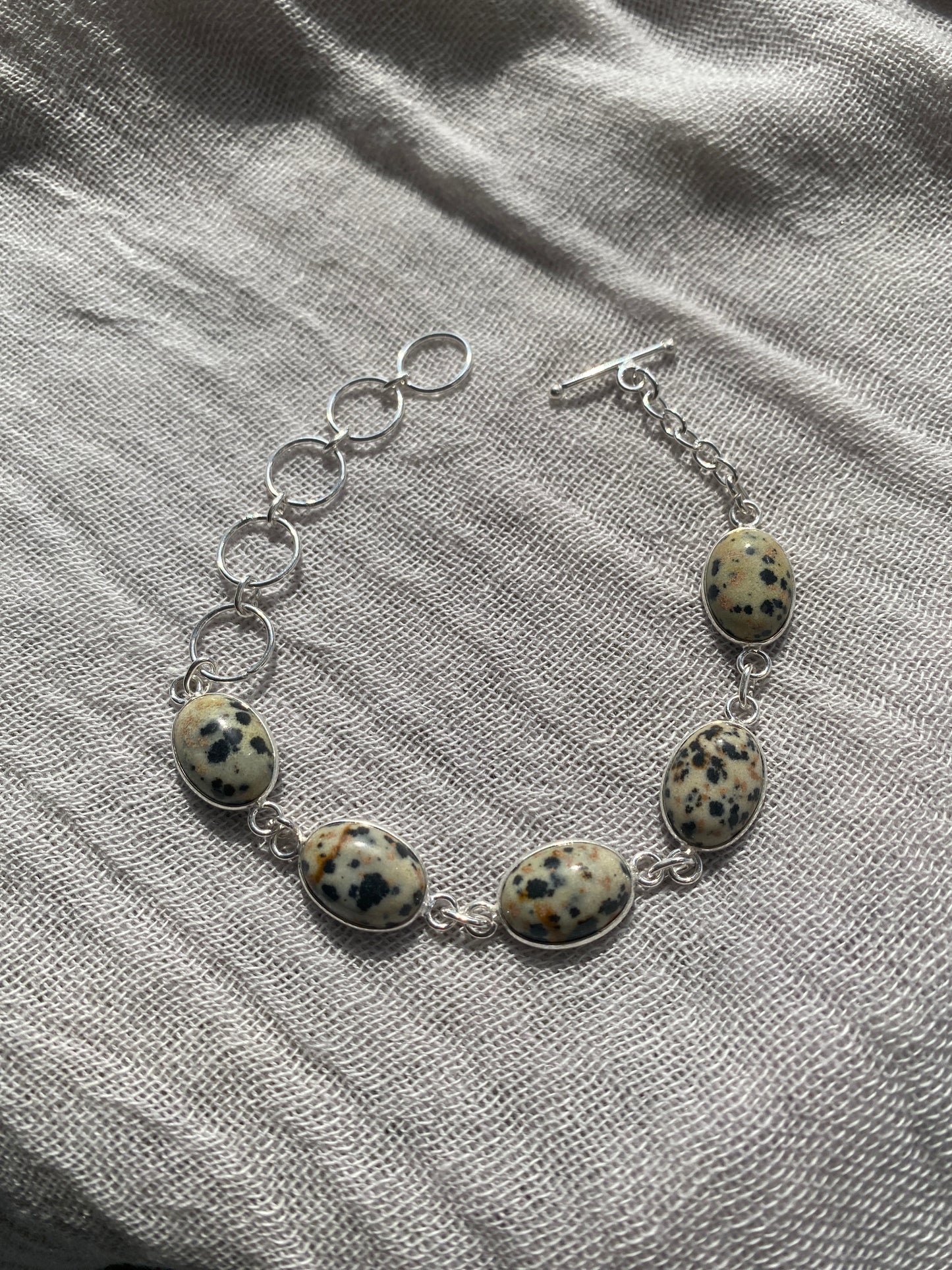 Dalmatian Jasper Oval Cabochon Bracelet