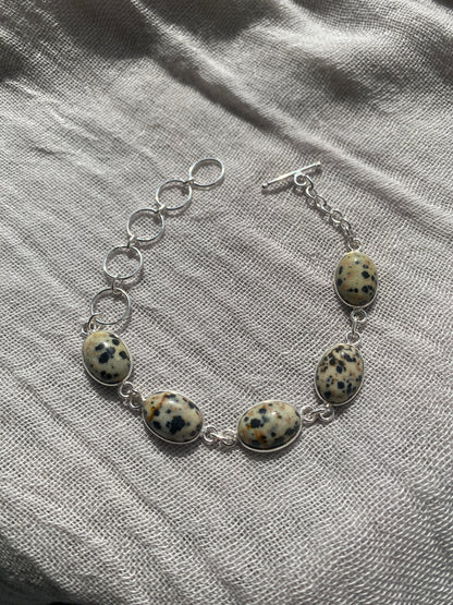 Dalmatian Jasper Oval Cabochon Bracelet