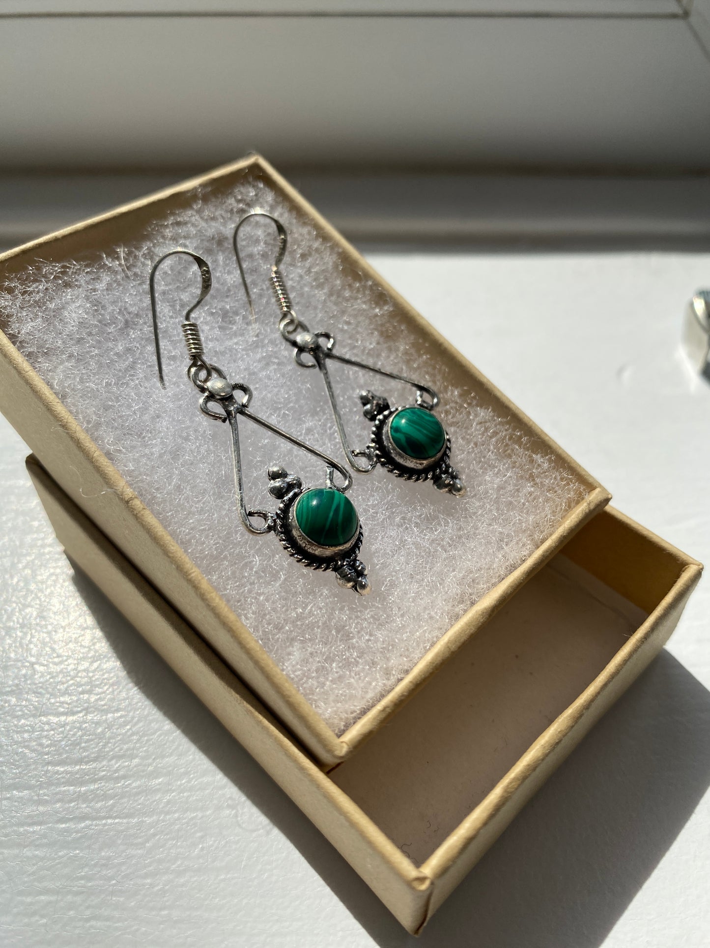 Beautifully Ornate Malachite Earrings