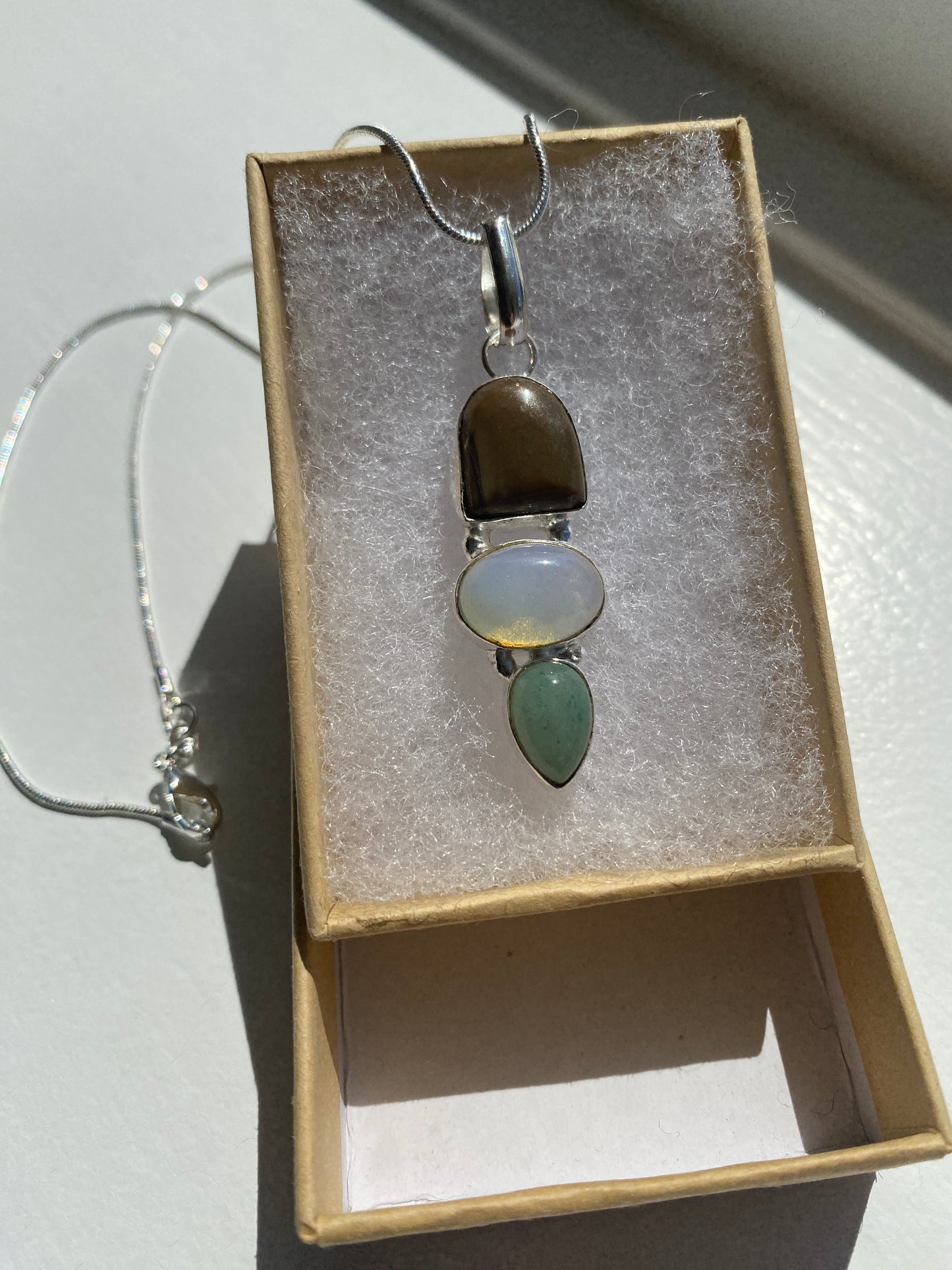 Brown Jasper, Opalite & Aventurine Pendant
