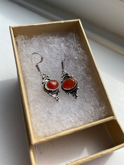 Silver Carnelian Earrings
