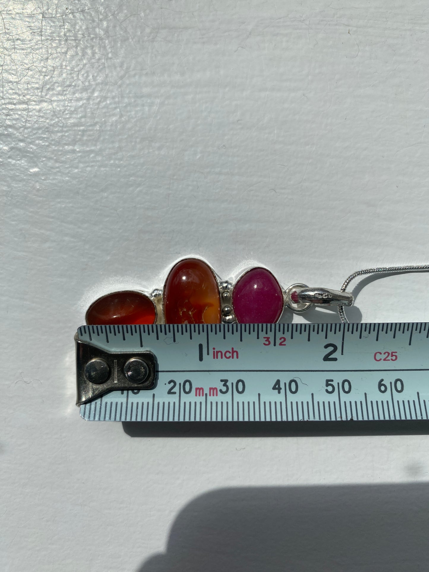 Pink Quartz and Carnelian Pendant Necklace