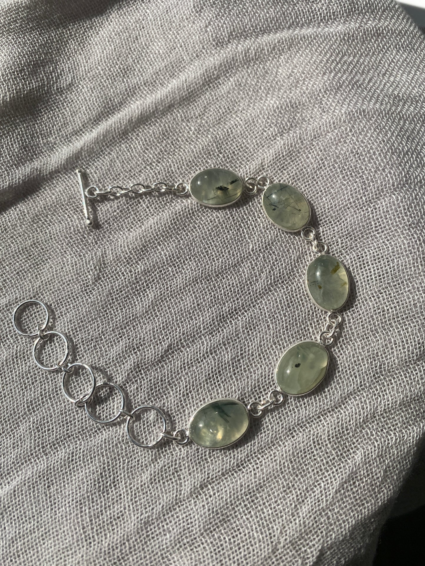 Pale Green Prehnite Bracelet.
