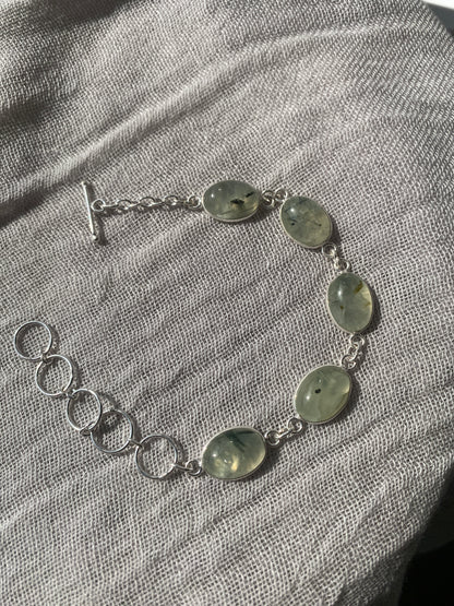 Pale Green Prehnite Bracelet.