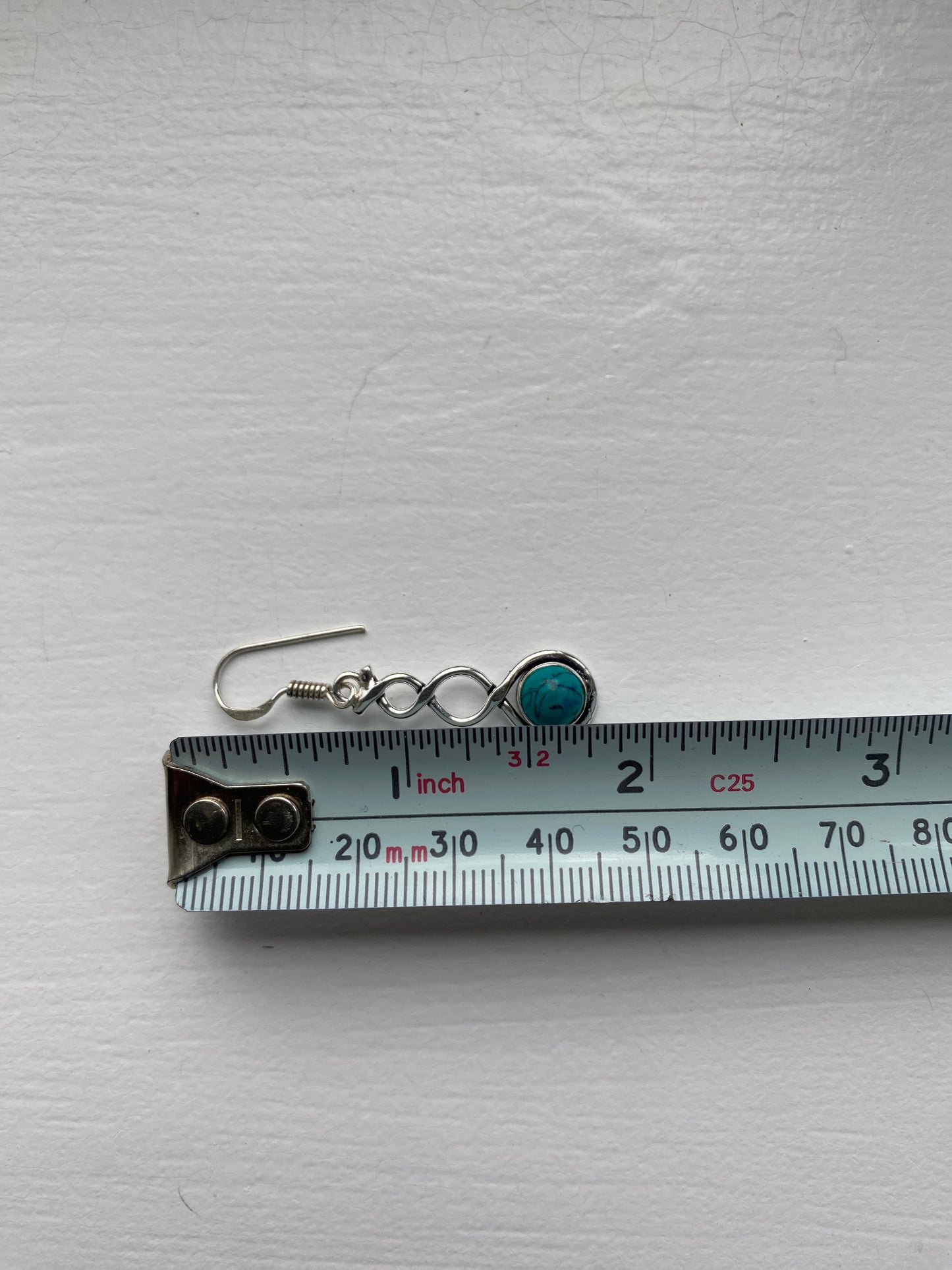 Turquoise and Twisted Silver Contemporary Earrings