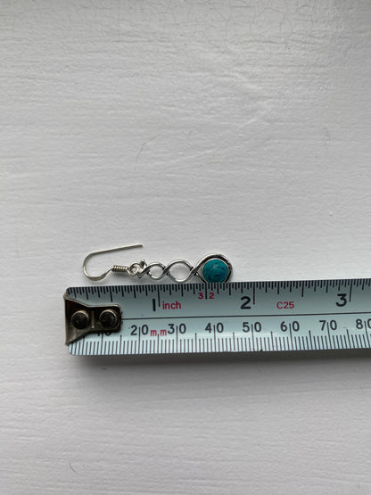 Turquoise and Twisted Silver Contemporary Earrings