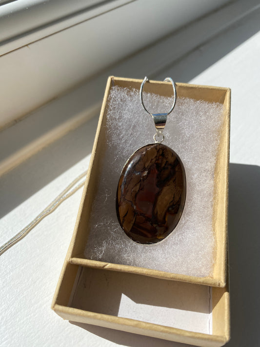 Dark Tiger Eye Pendant Necklace