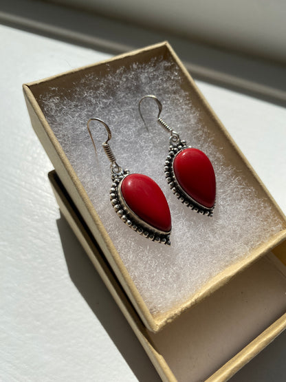 Red Coral Necklace & Earring Set