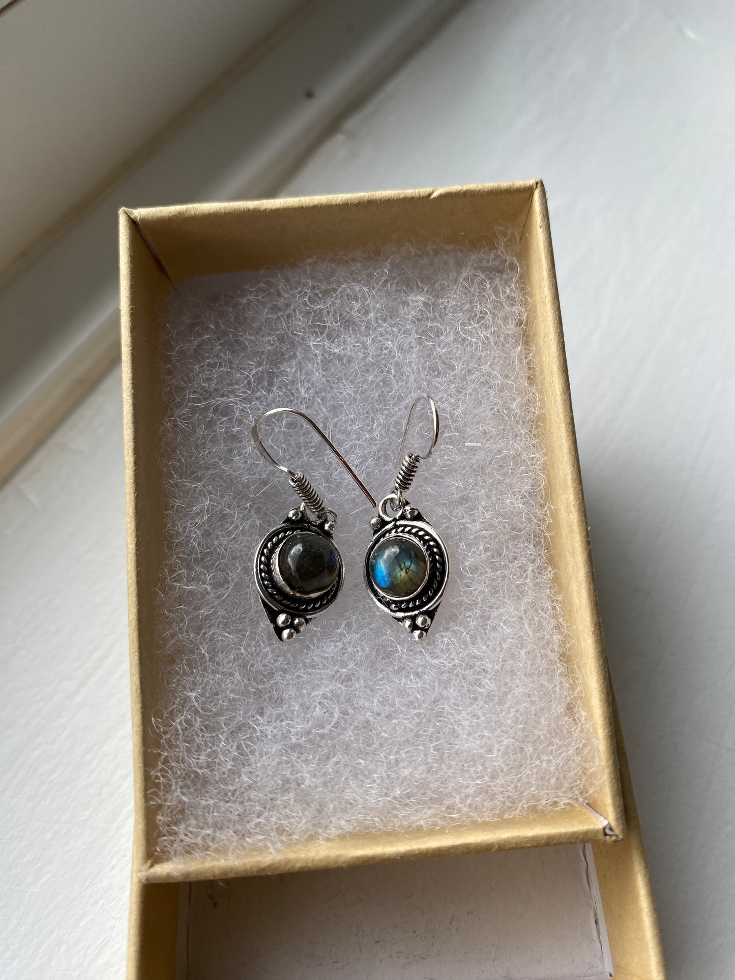 Dusky Labradorite Circular Earrings