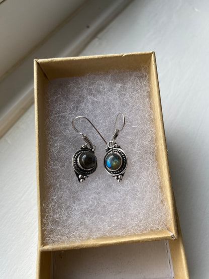 Dusky Labradorite Circular Earrings