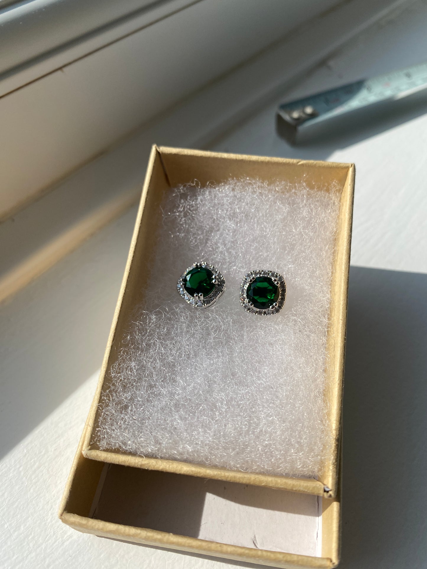 Square Emerald Ear Studs