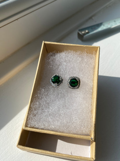 Square Emerald Ear Studs