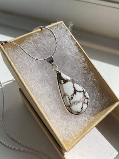 White & Brown Howlite Teardrop Pendant