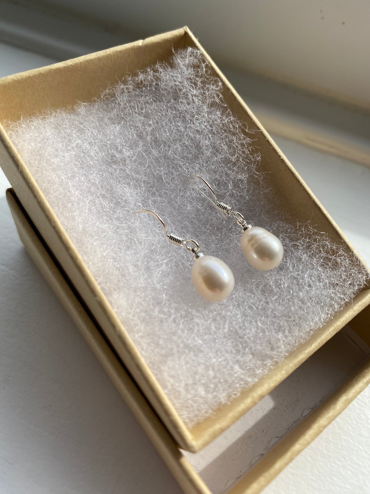 Freshwater White Pearl Drop Earrings