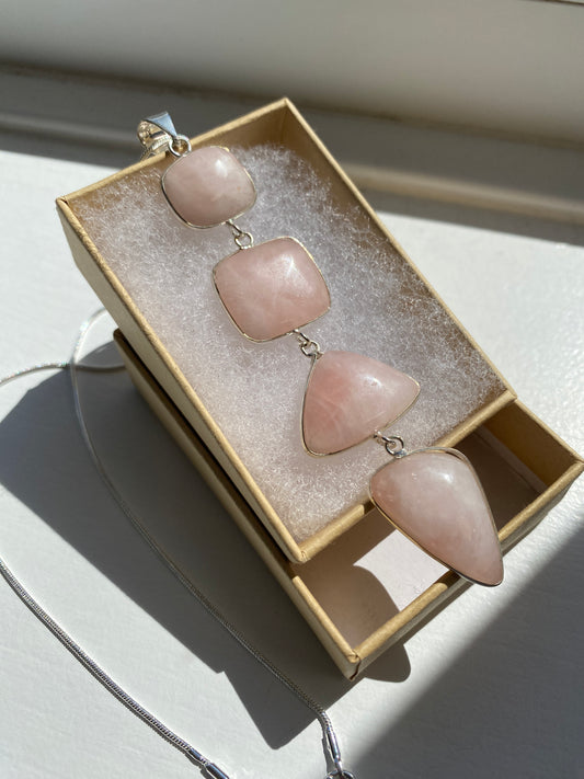 4-Stone Rose Quartz Pendant