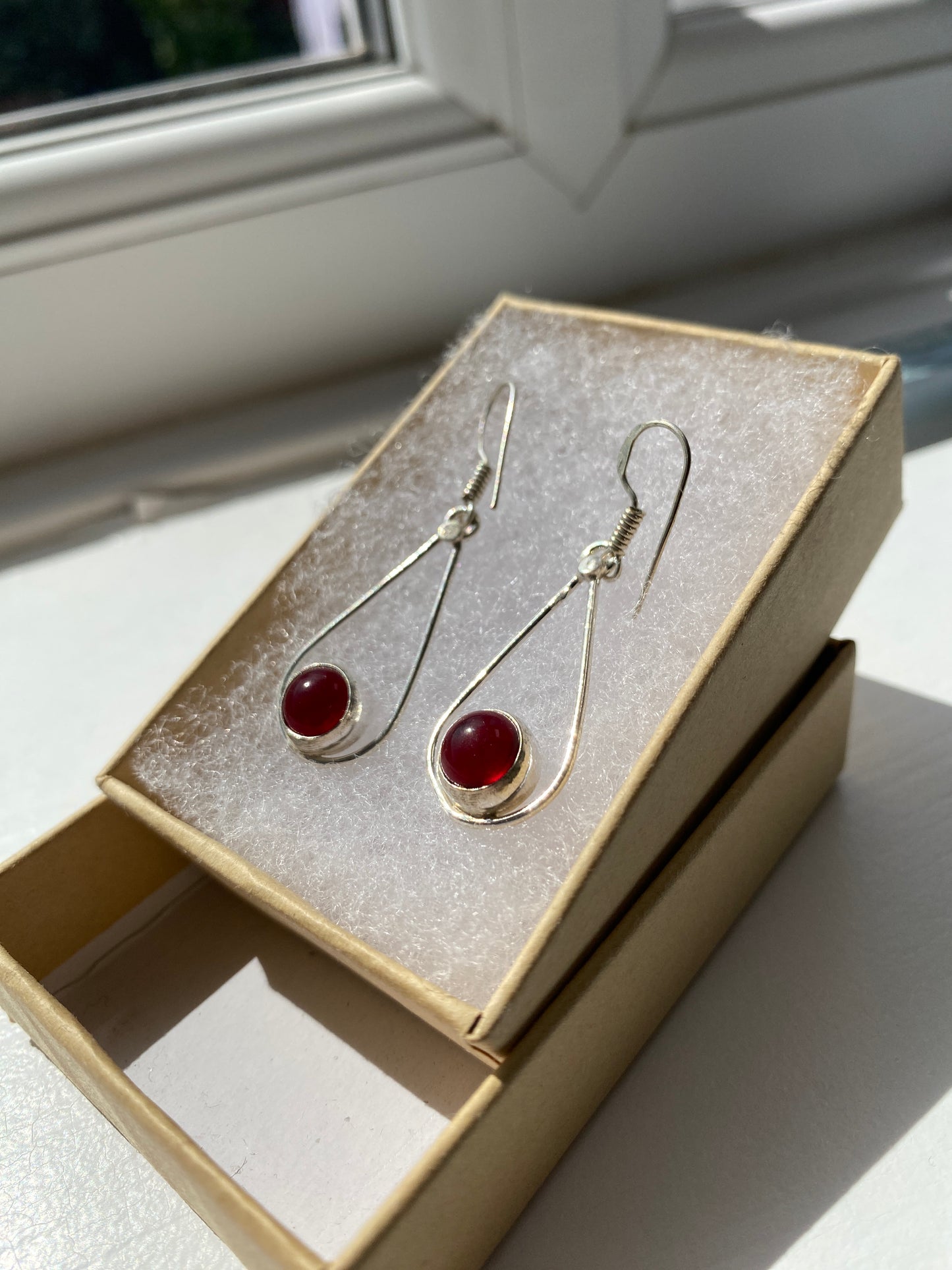 Red Jasper Silver Drop Earrings