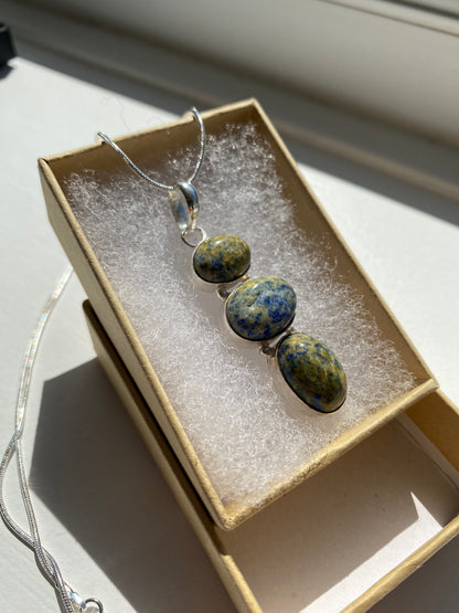 Blue & Moss Green Azurite-Malachite Pendant