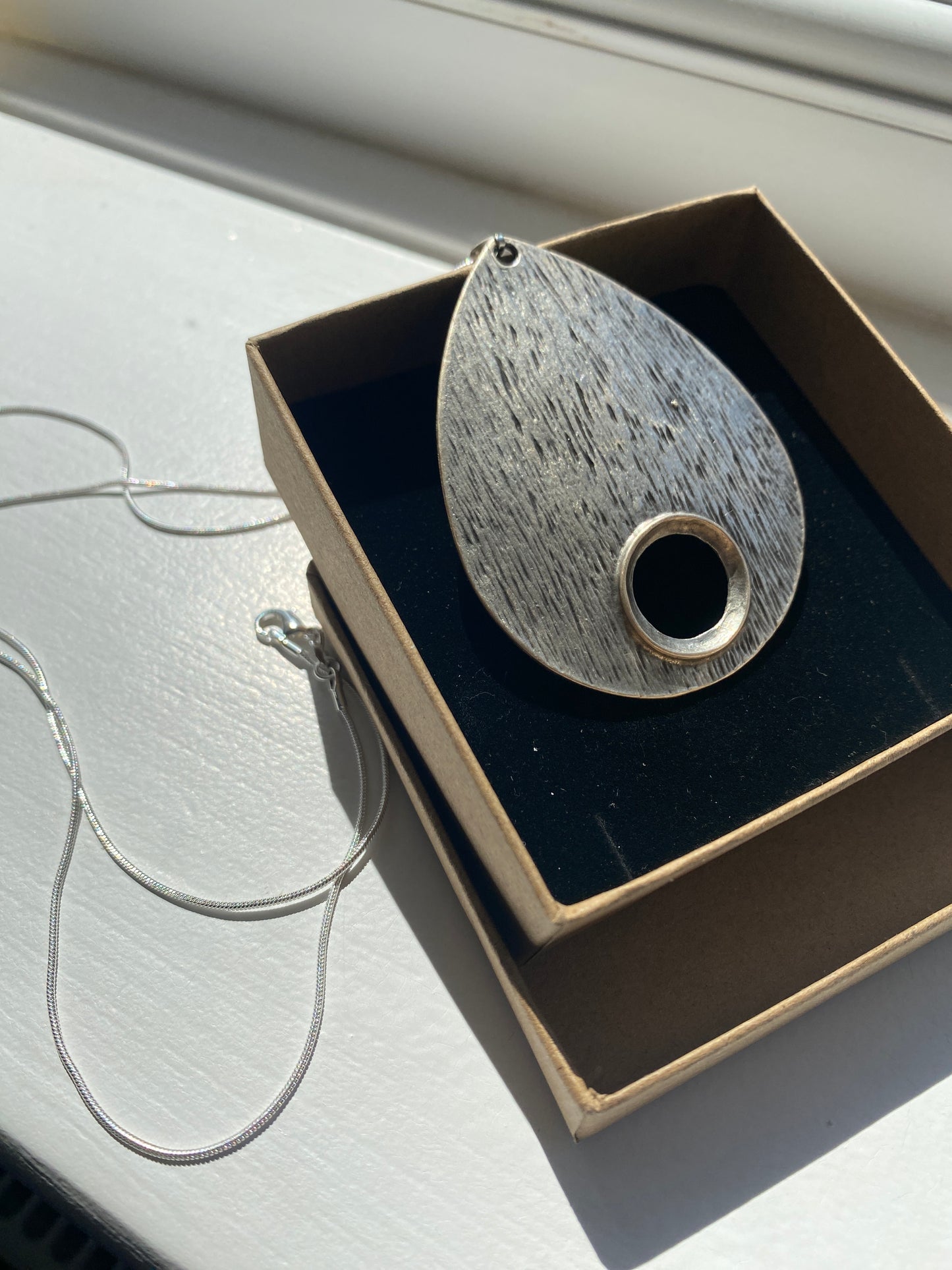 Large Drop Round Teardrop Shaped Pendant Necklace