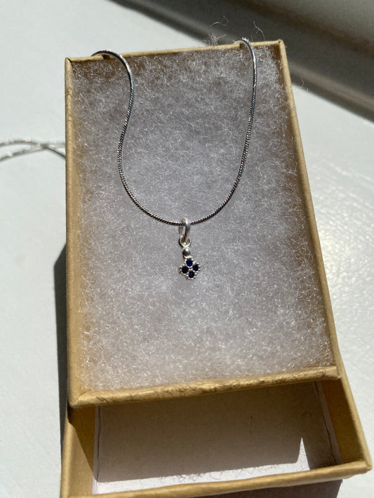 Silver Sapphire Pendant Necklace