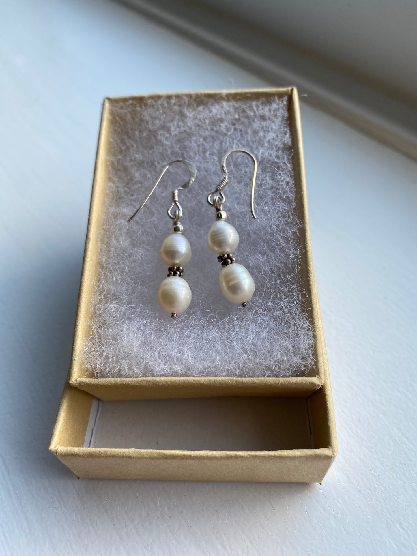 Silver & Pearl Drop Earrings