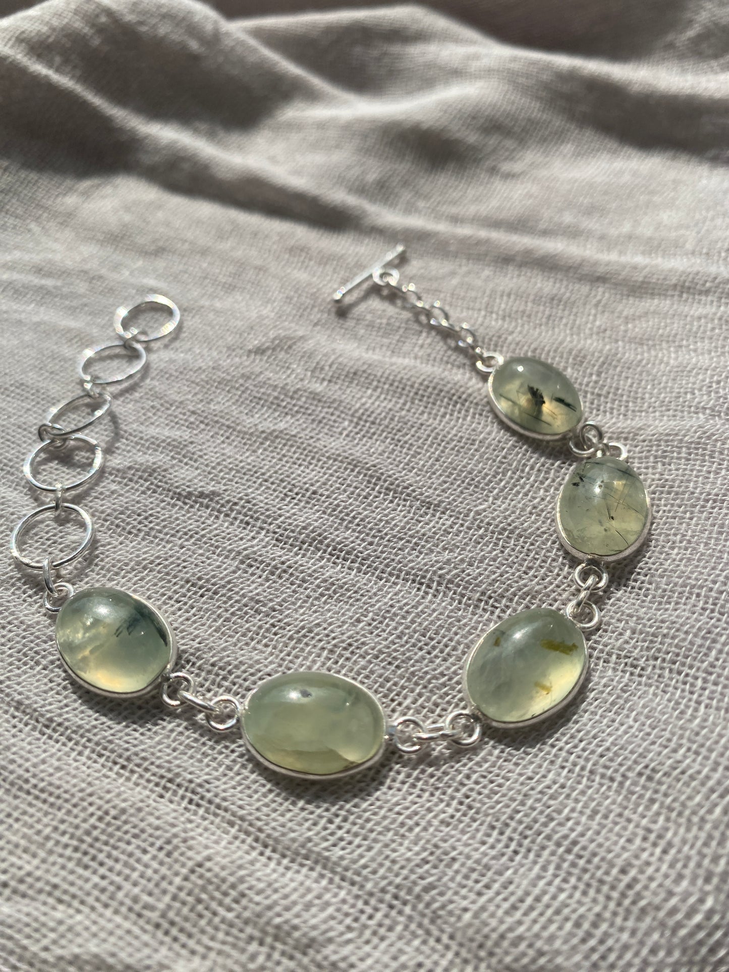 Pale Green Prehnite Bracelet.