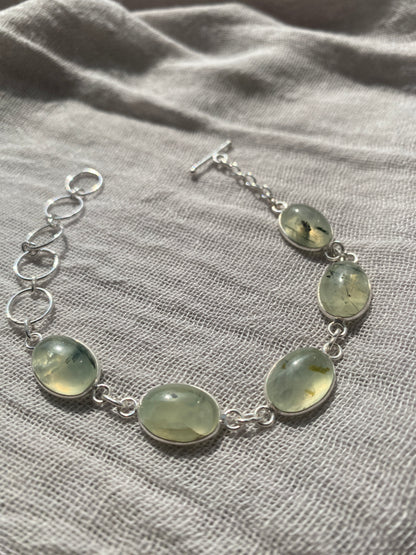 Pale Green Prehnite Bracelet.