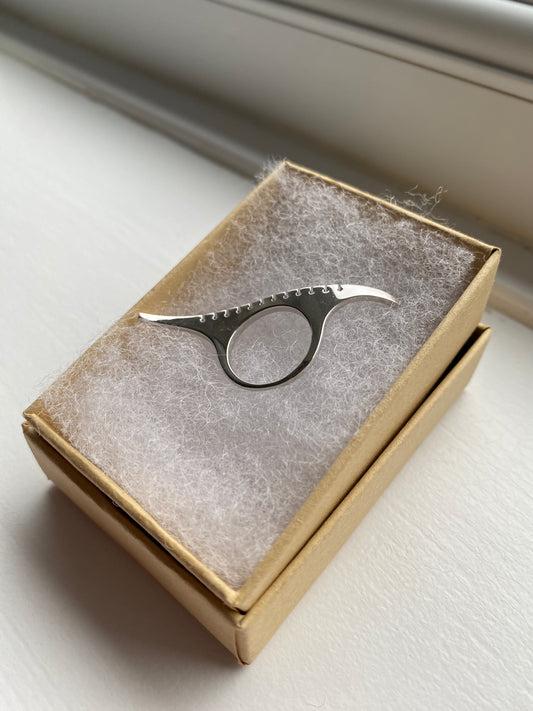 Silver CZ Studded Wave Ring
