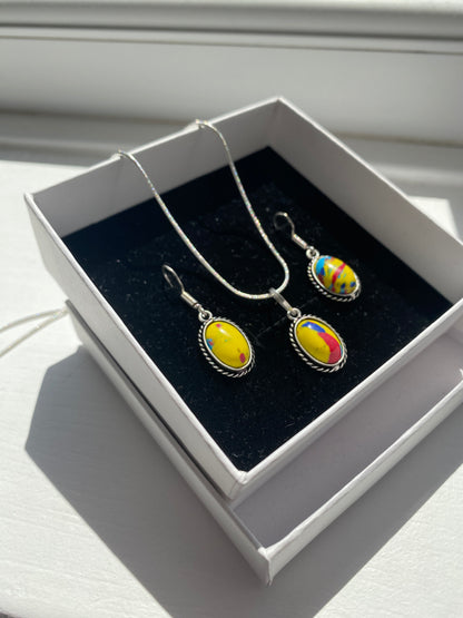 Mosaic Jasper Necklace & Earring Set