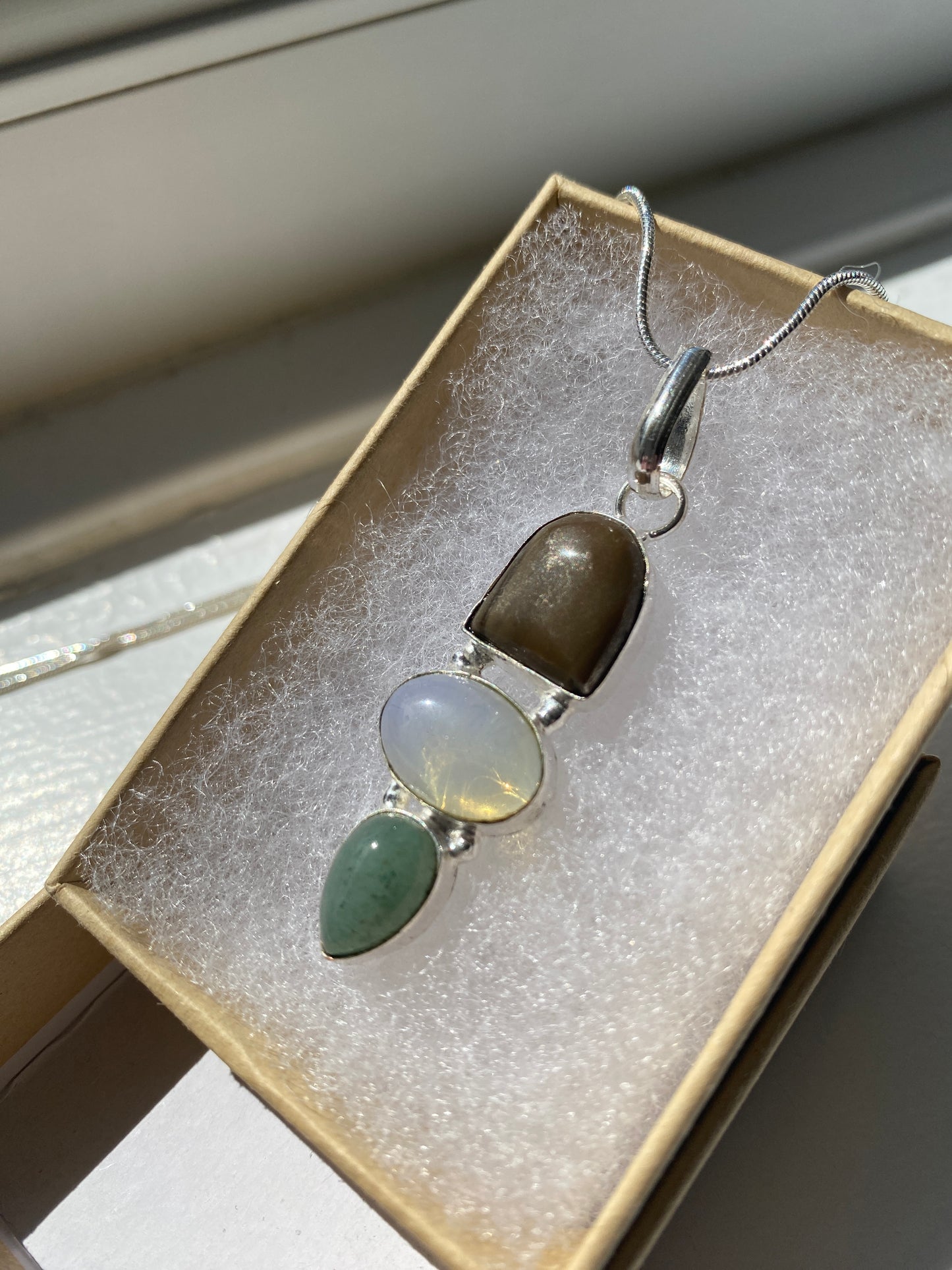 Brown Jasper, Opalite & Aventurine Pendant