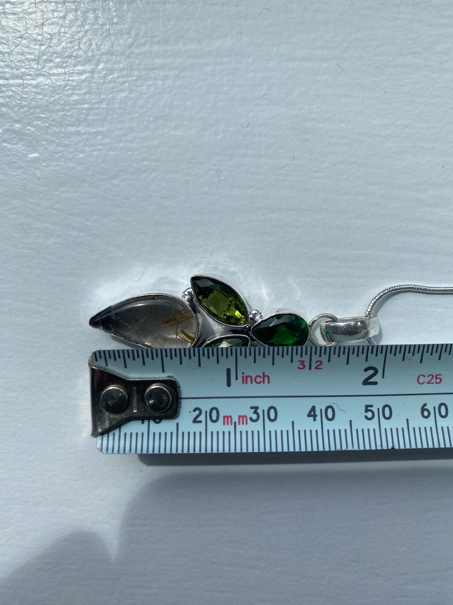 Green Tourmaline & Quartz Pendant Necklace
