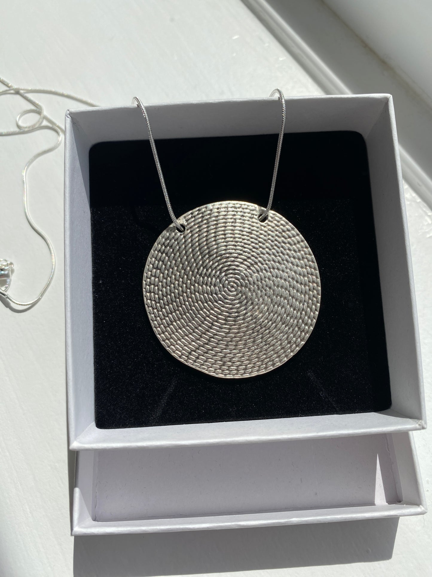Silver Woven Spiral Pendant on 30" Necklace Chain