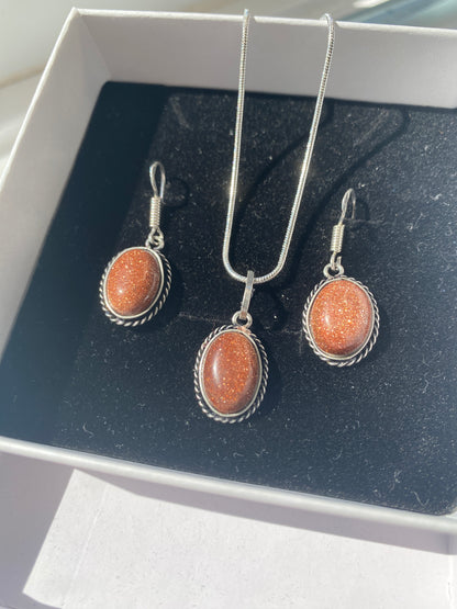 Goldstone Necklace & Earring Set