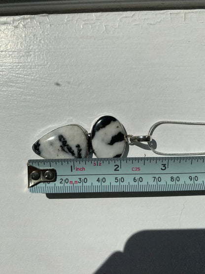 Black & White Dendritic Opal Pendant Necklace