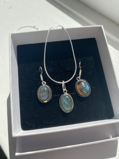 Labradorite Cabochon Jewellery Set