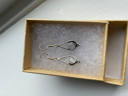 Smoky White Silver Earrings