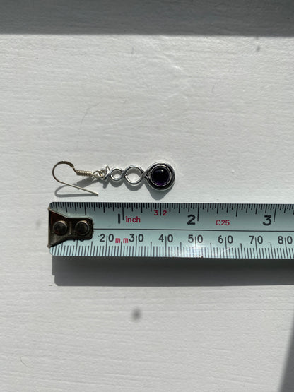 Amethyst & Silver Twisted Earrings