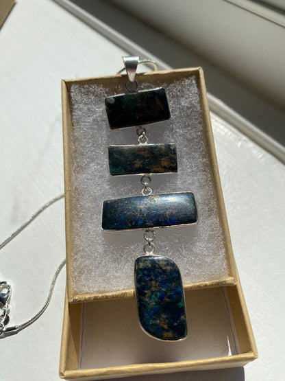 Natural Azurite- Malachite Pendant Necklace