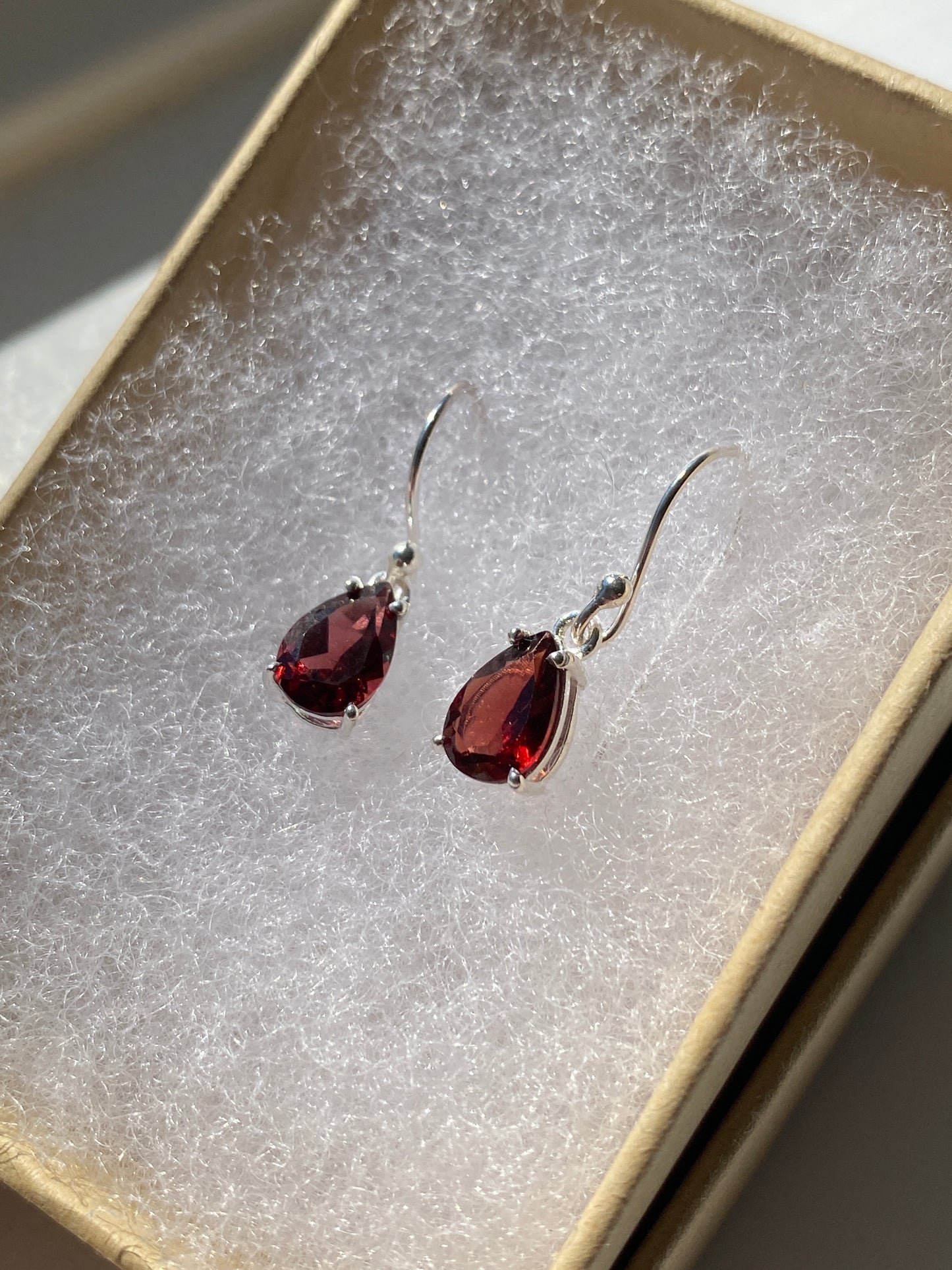 Garnet Silver Earrings