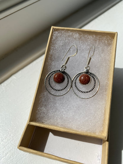 Sunstone Double Circle Earrings