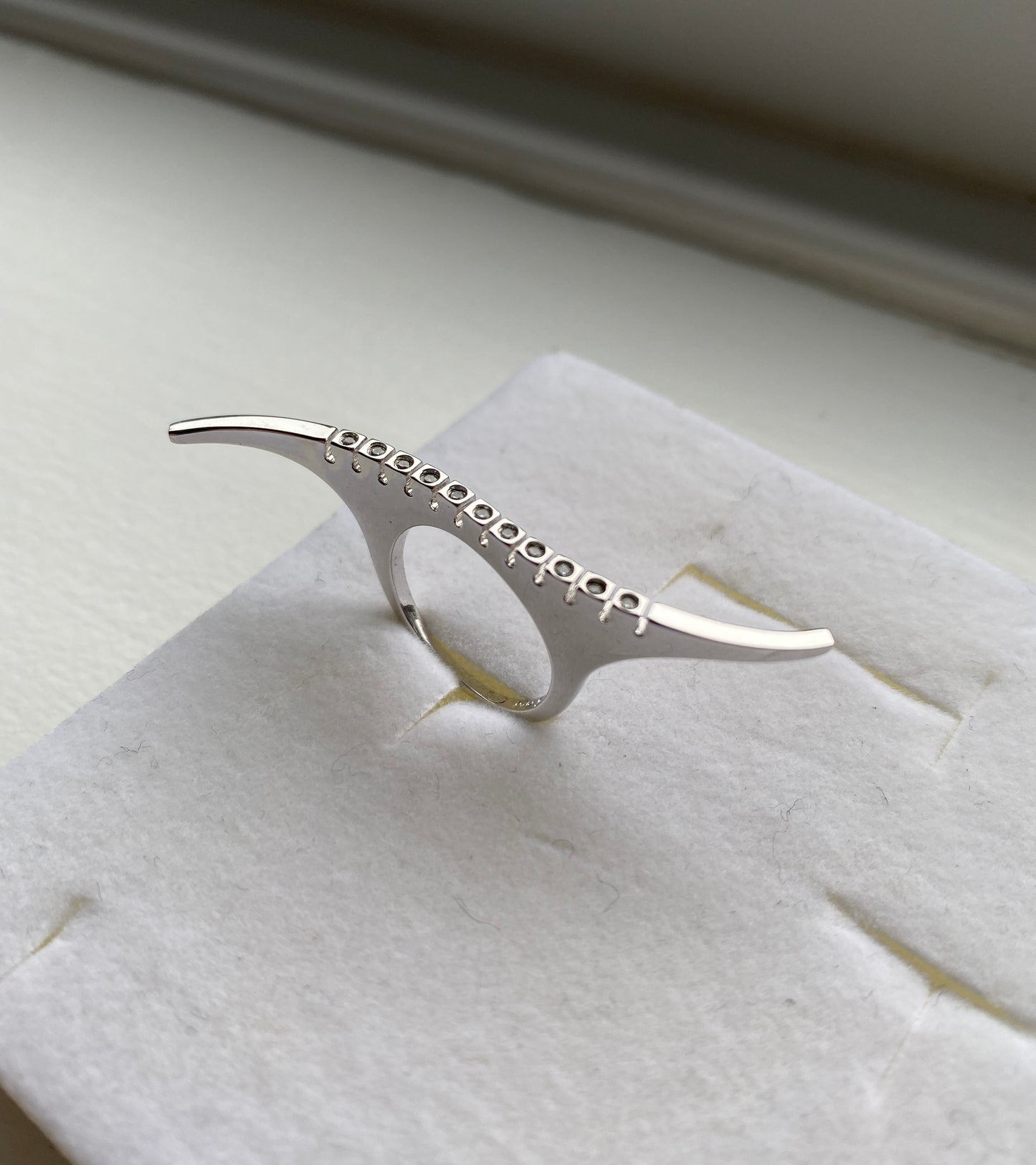Silver CZ Studded Wave Ring